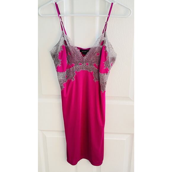 Natori Enchant Lace Trim Chemise Gown Slip Dress Nightie Pjs Size M Pink Purple - Picture 1 of 5